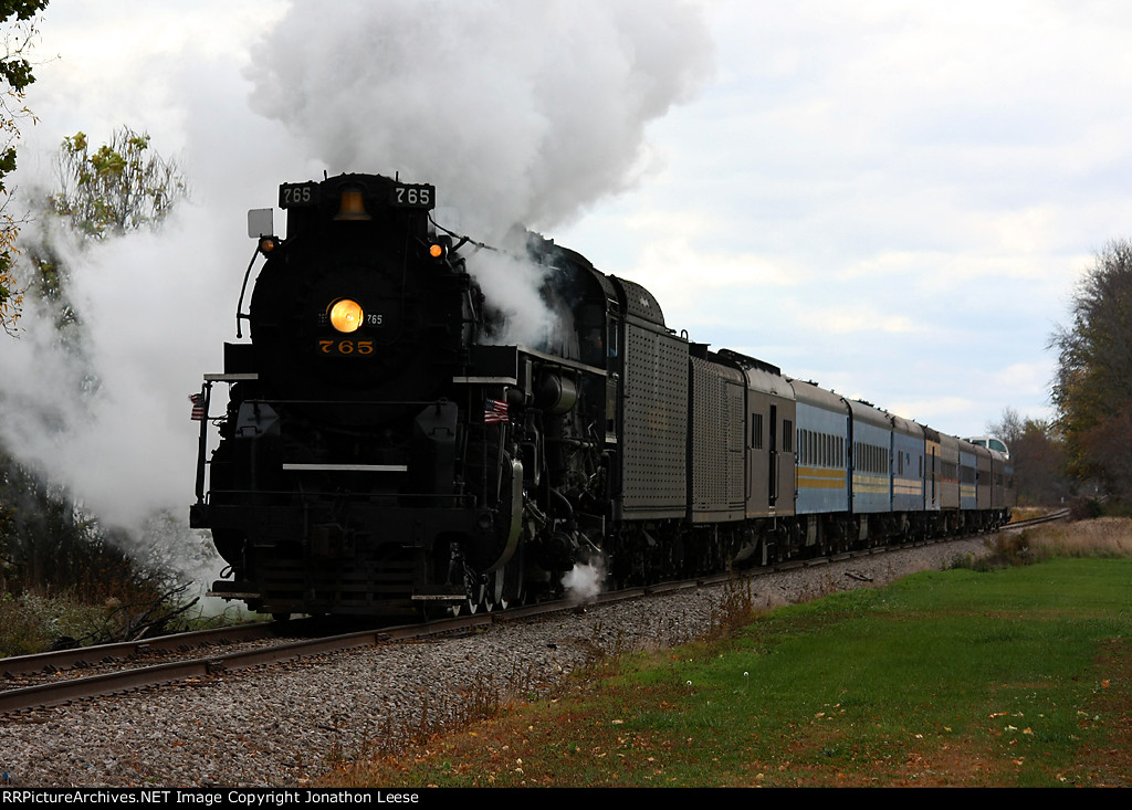 NKP 765 whistles like a banshee for the crossing